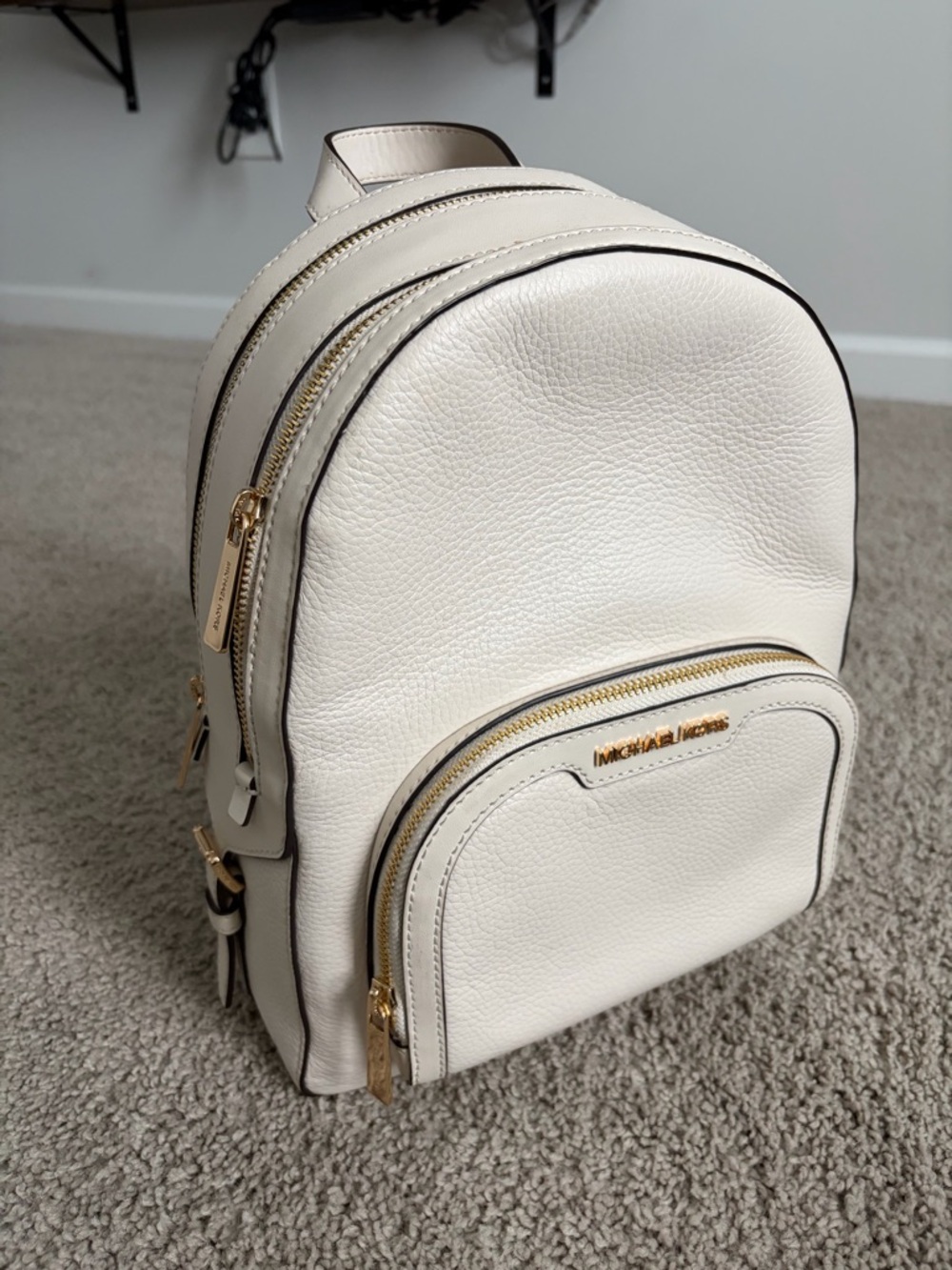 Michael Kors Cream Pebbled Leather Backpack with Gold Hardware - Picture 3 of 9